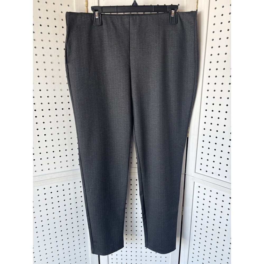 Nanette Lepore Women's XL Pinstripe Pull On Dress Ankle‎ Pants Black Gray